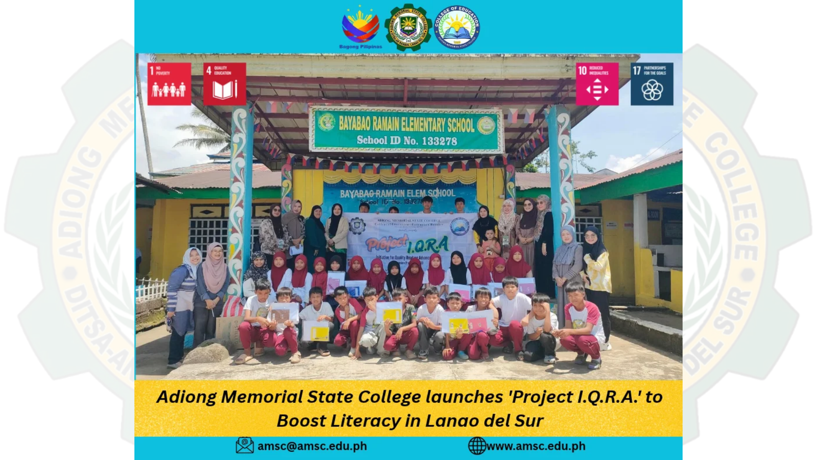 Adiong Memorial State College launches Project I.Q.R.A. to Boost Literacy in Lanao del Sur